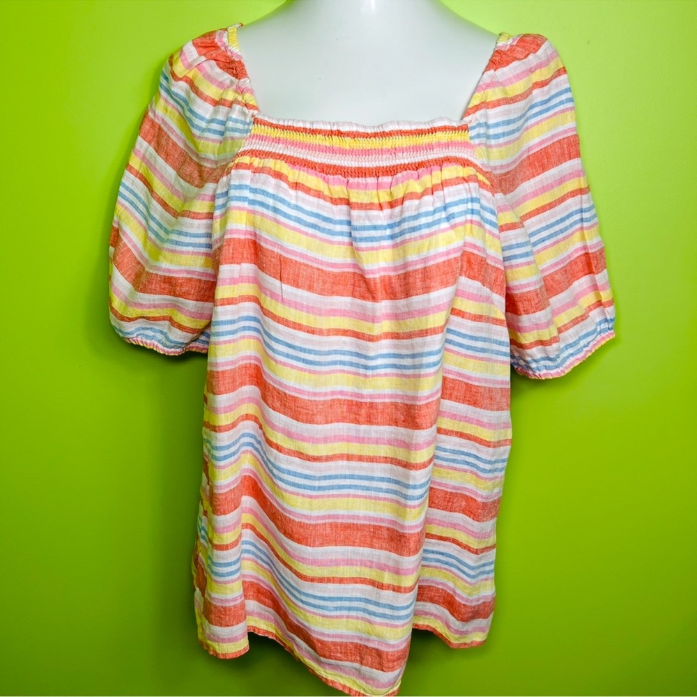 Talbots linen stripped top blouse size XL NWT